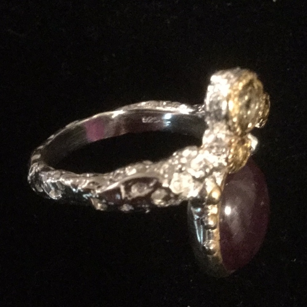 ⭐️Rare,  Star Ruby Cabochon, Pink Topaz & Aquamarine Ring⭐️ - Picture 9 of 14
